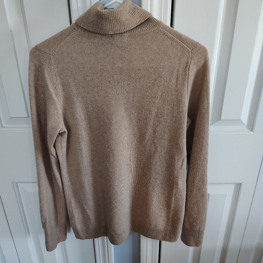 Talbots Pure Cashmere Tan Turtleneck Sweater Size S - Picture 4 of 7